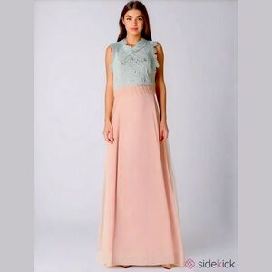 Rani Arabella cream and Peach Maxi Dress Medium